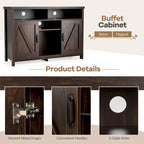Credenza a Buffet con Vetrina Cucina e Portabottiglie Armadietti a 2 Ante