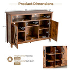 Credenza a Buffet con Vetrina Cucina e Portabottiglie Armadietti a 2 Ante