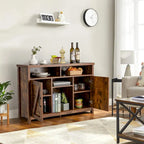 Credenza a Buffet con Vetrina Cucina e Portabottiglie Armadietti a 2 Ante