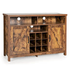 Credenza a Buffet con Vetrina Cucina e Portabottiglie Armadietti a 2 Ante