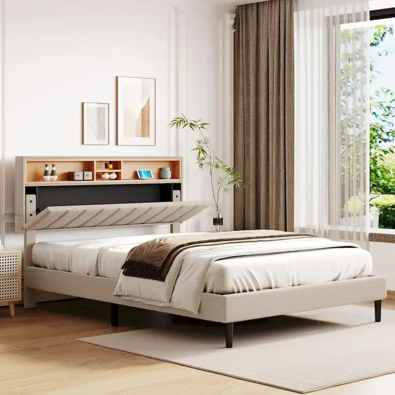 Letto a piattaforma imbottito Queen Size