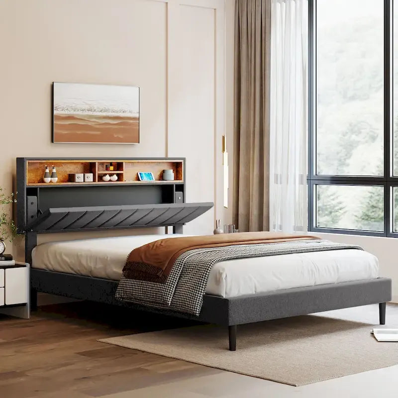 Letto a piattaforma imbottito Queen Size