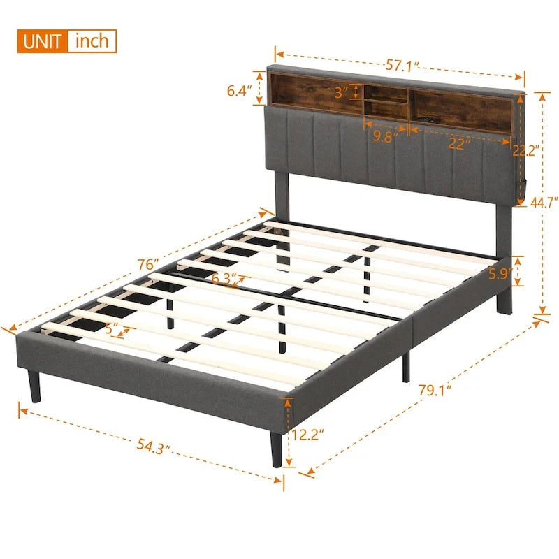 Letto a piattaforma imbottito Queen Size