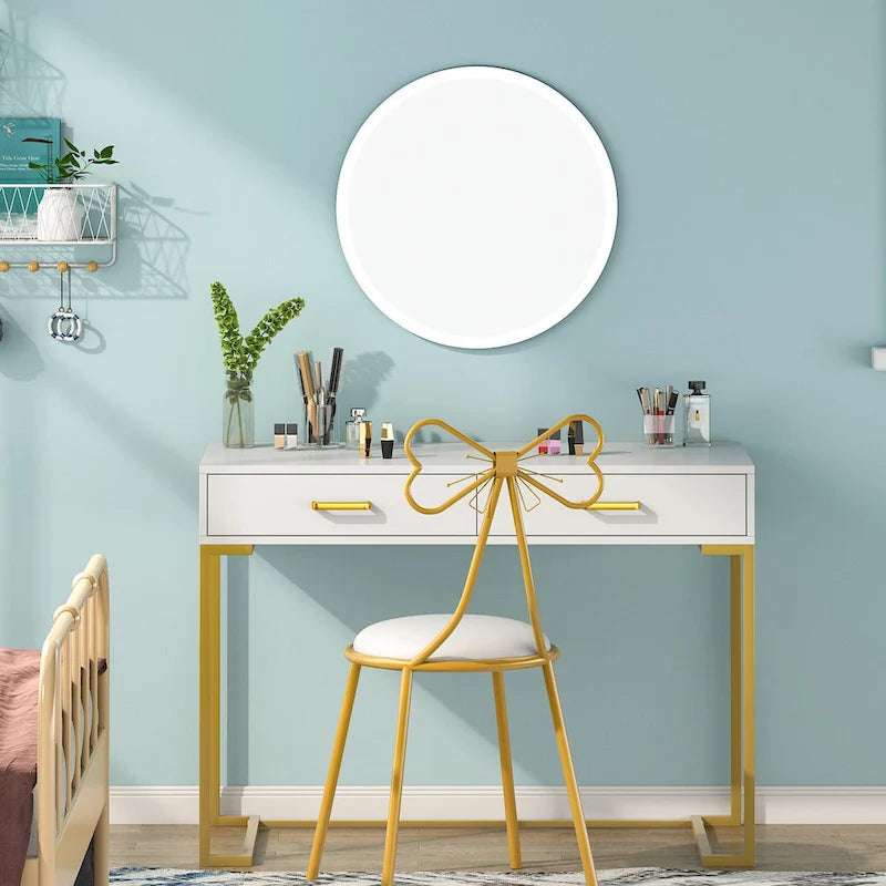 Scrivania Moderna per Computer / Scrittoio con 2 Cassetti per Camera da Letto, Ufficio Domestico