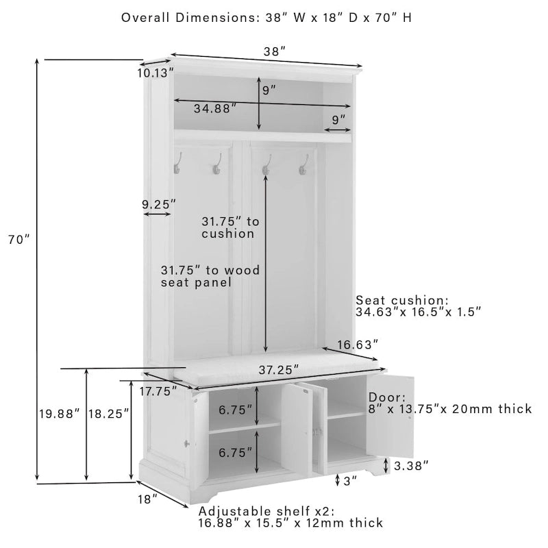 Crosley Holbrook Hall Tree - 46 P x 97 L x 178 H cm