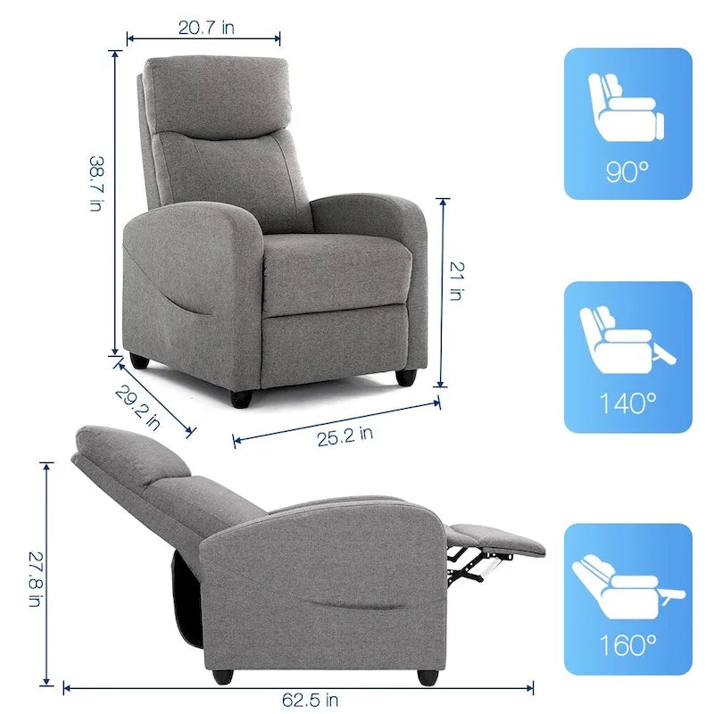 Poltrona reclinabile per massaggio con spinta manuale, poltrona reclinabile per home theater