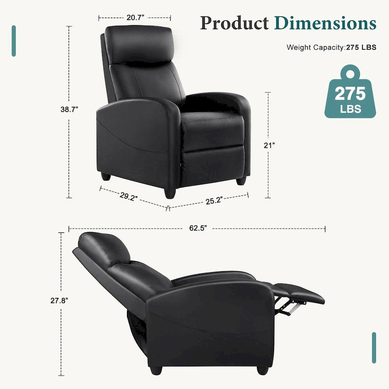 Poltrona reclinabile per massaggio con spinta manuale, poltrona reclinabile per home theater