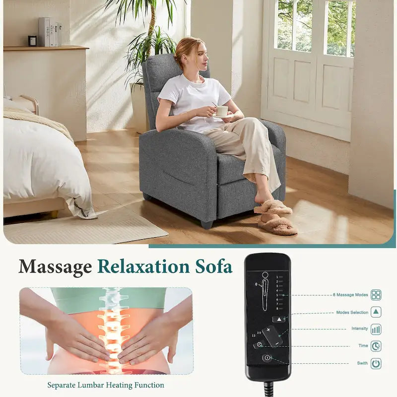 Poltrona reclinabile per massaggio con spinta manuale, poltrona reclinabile per home theater