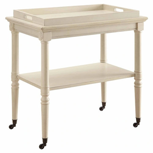 Carrello bar in legno invecchiato bianco 30 W x 18 P x 32 H