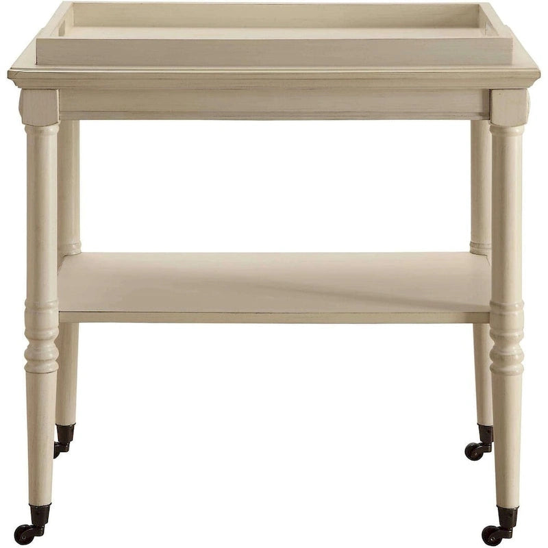 Carrello bar in legno invecchiato bianco 30 W x 18 P x 32 H
