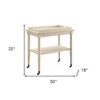 Carrello bar in legno invecchiato bianco 30 W x 18 P x 32 H