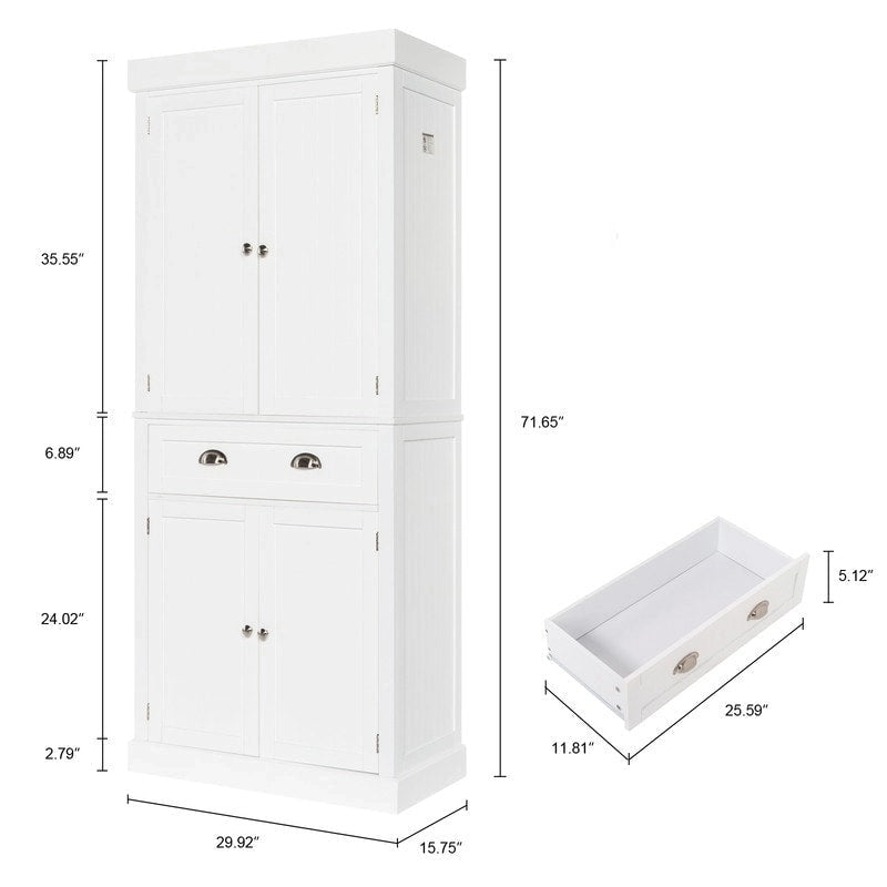 Armadio a due ante con cassetto singolo, bianco