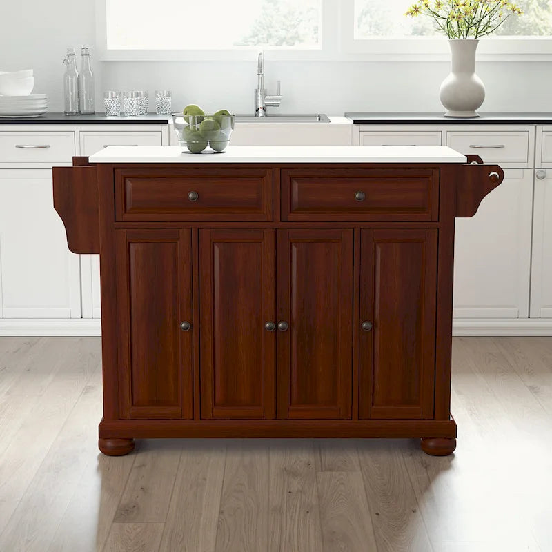 Isola/Carrello da Cucina Full Size con Piano in Granito - 52 L x 18 P x 34 H