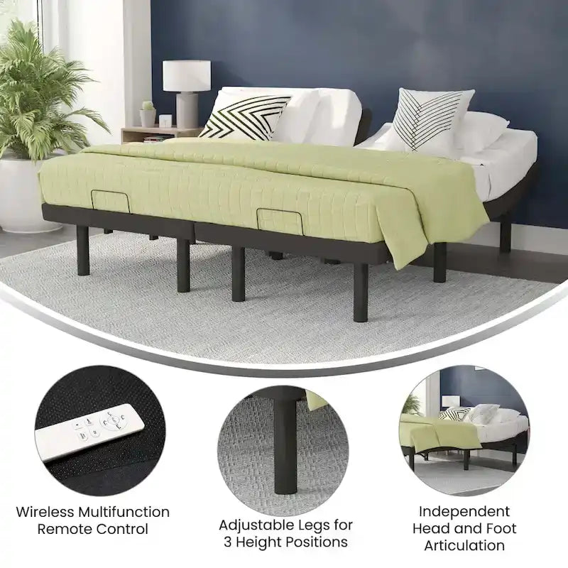 Base letto regolabile imbottita antiscivolo con telecomando wireless