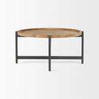 Tavolino rotondo Marquisa in legno massello marrone medio con struttura in ferro nero 34 - 34L x 34W x 16.5H