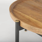 Tavolino rotondo Marquisa in legno massello marrone medio con struttura in ferro nero 34 - 34L x 34W x 16.5H