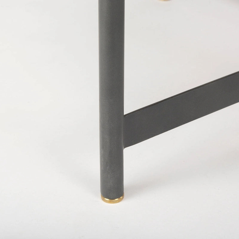 Tavolino rotondo Marquisa in legno massello marrone medio con struttura in ferro nero 34 - 34L x 34W x 16.5H