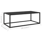 Tavolino da Caffè Nero con Vetro Nero 100x50x35 cm