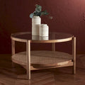 Tavolino da caffè a 2 ripiani Falak in rattan/vetro - 89 cm L x 89 cm P x 46 cm A