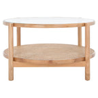 Tavolino da caffè a 2 ripiani Falak in rattan/vetro - 89 cm L x 89 cm P x 46 cm A