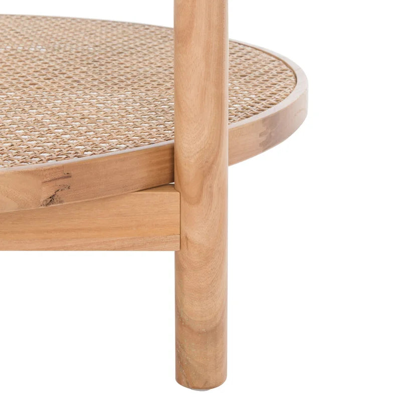 Tavolino da caffè a 2 ripiani Falak in rattan/vetro - 89 cm L x 89 cm P x 46 cm A