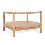 Tavolino da caffè a 2 ripiani Falak in rattan/vetro - 89 cm L x 89 cm P x 46 cm A