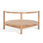 Tavolino da caffè a 2 ripiani Falak in rattan/vetro - 89 cm L x 89 cm P x 46 cm A