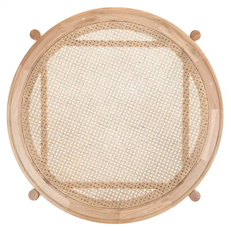 Tavolino da caffè a 2 ripiani Falak in rattan/vetro - 89 cm L x 89 cm P x 46 cm A
