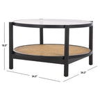 Tavolino da caffè a 2 ripiani Falak in rattan/vetro - 89 cm L x 89 cm P x 46 cm A