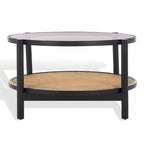 Tavolino da caffè a 2 ripiani Falak in rattan/vetro - 89 cm L x 89 cm P x 46 cm A