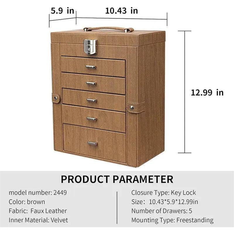 Portagioie in pelle a 5 strati - 5.9P x 10.43L x 11A