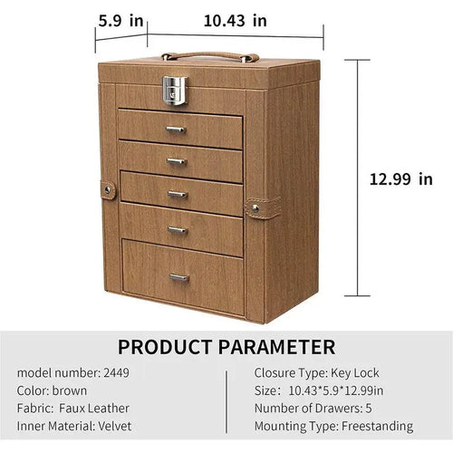 Portagioie in pelle a 5 strati - 5.9P x 10.43L x 11A
