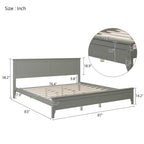 Letto a piattaforma king-size in legno con testiera e pediera, supporto con doghe in legno