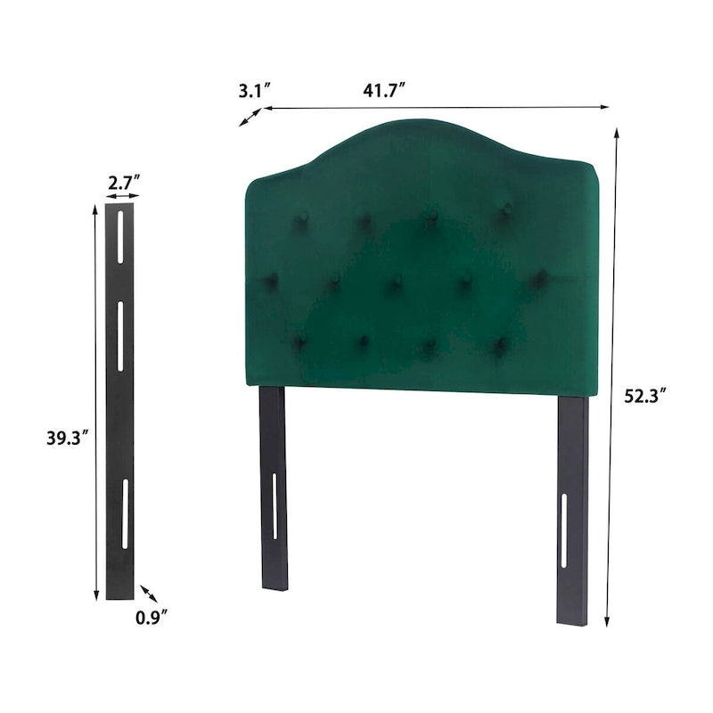 Testiera Imbottita Tufted a Gobba di Cammello per Letto Singolo