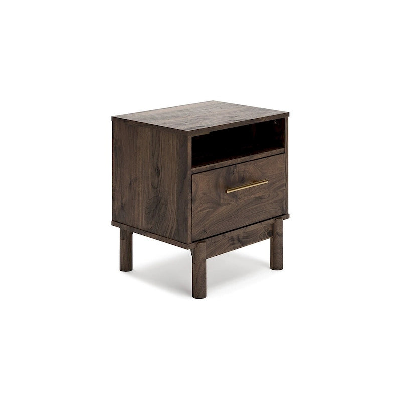 Letto a piattaforma Calverson Mocha con 2 comodini