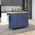 Isola per Cucina Mobile con Ruote a Scomparsa, Piano in Legno Massello