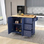 Isola per Cucina Mobile con Ruote a Scomparsa, Piano in Legno Massello