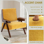 Poltrona d'accento per soggiorno, sedia in tessuto in stile moderno di metà secolo con gambe in rovere, sedia laterale imbottita e comoda per balcone