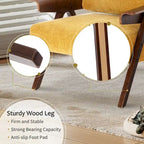 Poltrona d'accento per soggiorno, sedia in tessuto in stile moderno di metà secolo con gambe in rovere, sedia laterale imbottita e comoda per balcone