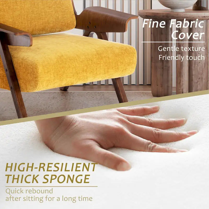 Poltrona d'accento per soggiorno, sedia in tessuto in stile moderno di metà secolo con gambe in rovere, sedia laterale imbottita e comoda per balcone