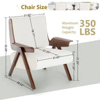 Poltrona d'accento per soggiorno, sedia in tessuto in stile moderno di metà secolo con gambe in rovere, sedia laterale imbottita e comoda per balcone