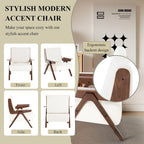 Poltrona d'accento per soggiorno, sedia in tessuto in stile moderno di metà secolo con gambe in rovere, sedia laterale imbottita e comoda per balcone