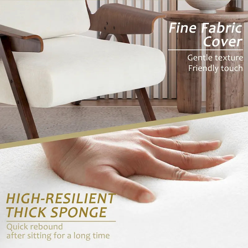 Poltrona d'accento per soggiorno, sedia in tessuto in stile moderno di metà secolo con gambe in rovere, sedia laterale imbottita e comoda per balcone