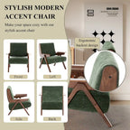 Poltrona d'accento per soggiorno, sedia in tessuto in stile moderno di metà secolo con gambe in rovere, sedia laterale imbottita e comoda per balcone