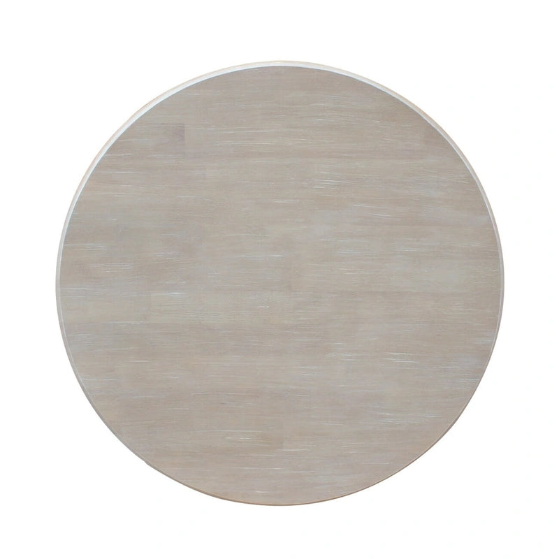 Tavolo a Piedistallo Rotondo in Legno Massello 36 x 36 Washed Gray Taupe