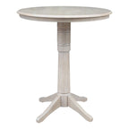 Tavolo a Piedistallo Rotondo in Legno Massello 36 x 36 Washed Gray Taupe