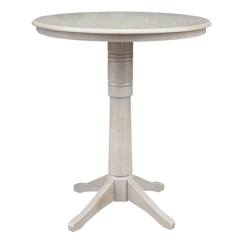Tavolo a Piedistallo Rotondo in Legno Massello 36 x 36 Washed Gray Taupe