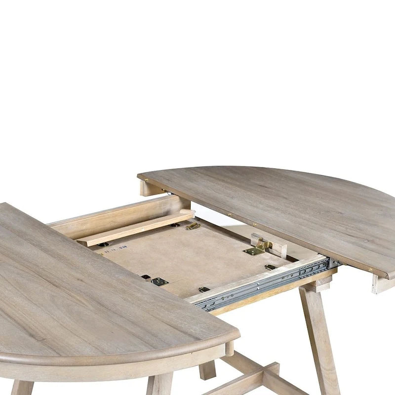Tavolo da pranzo in legno allungabile rotondo con 4 sedie