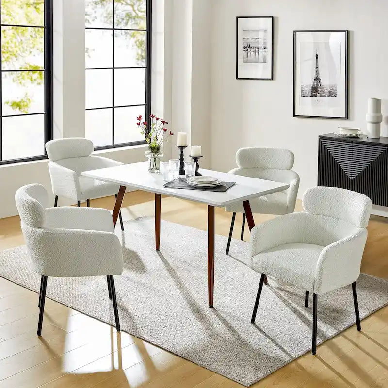 Sedia da pranzo Amos Modern Bouclé con piedini regolabili