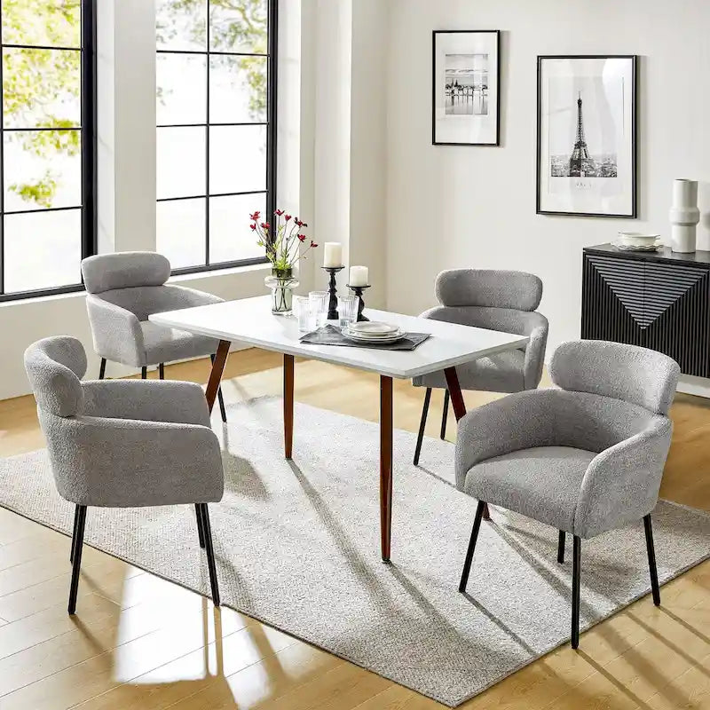 Sedia da pranzo Amos Modern Bouclé con piedini regolabili
